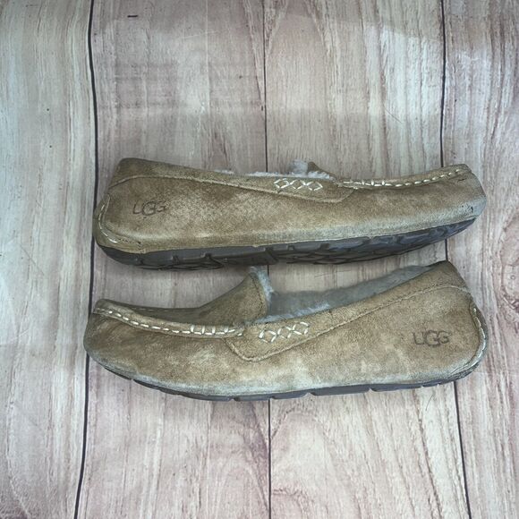UGG slippers shoes Womens 8 beige Ansley chestnut moccasin house shoe comfort - Picture 3 of 12